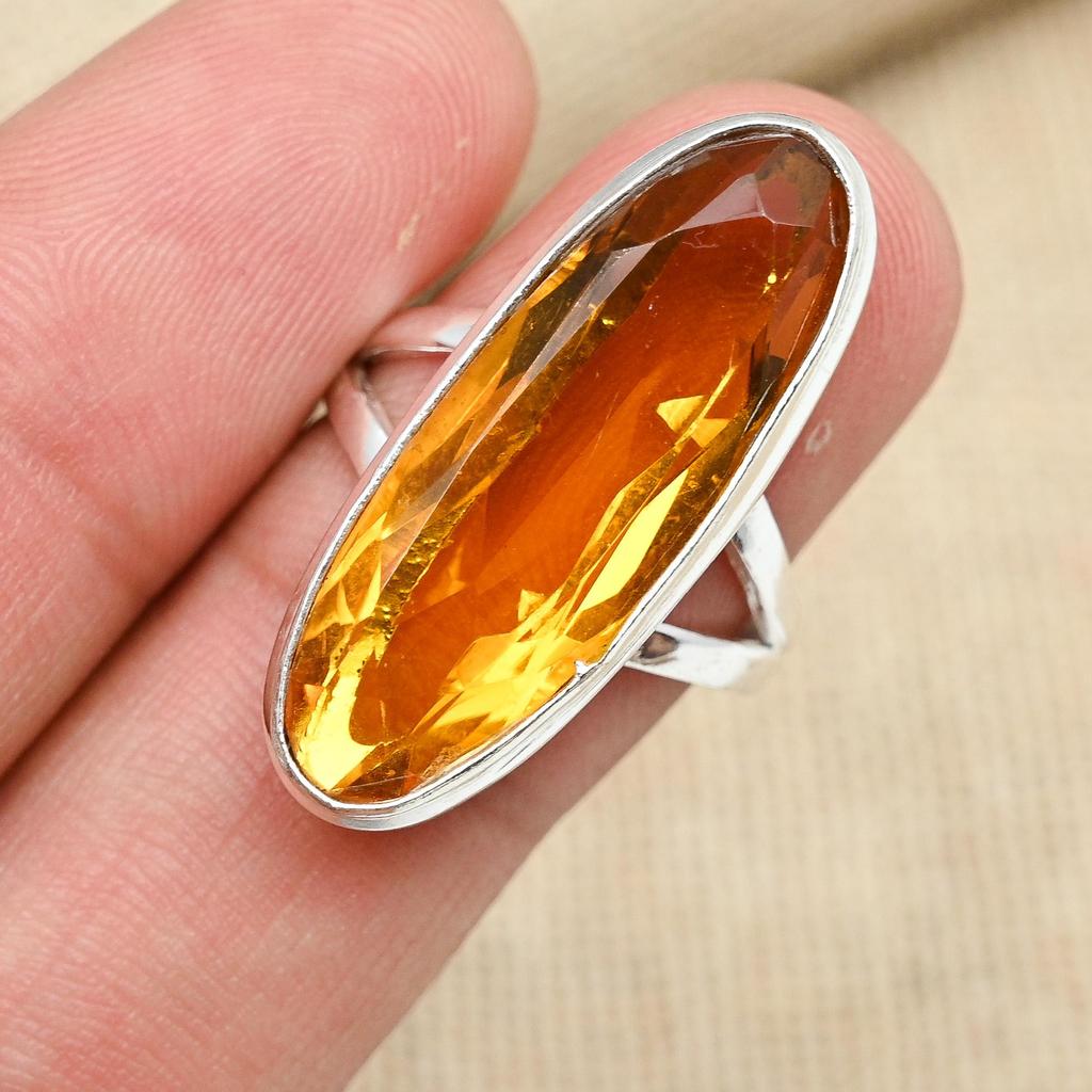 Honey Topaz Gemstone Handmade Solid 925 Sterling Silver Handmade Ring For Her