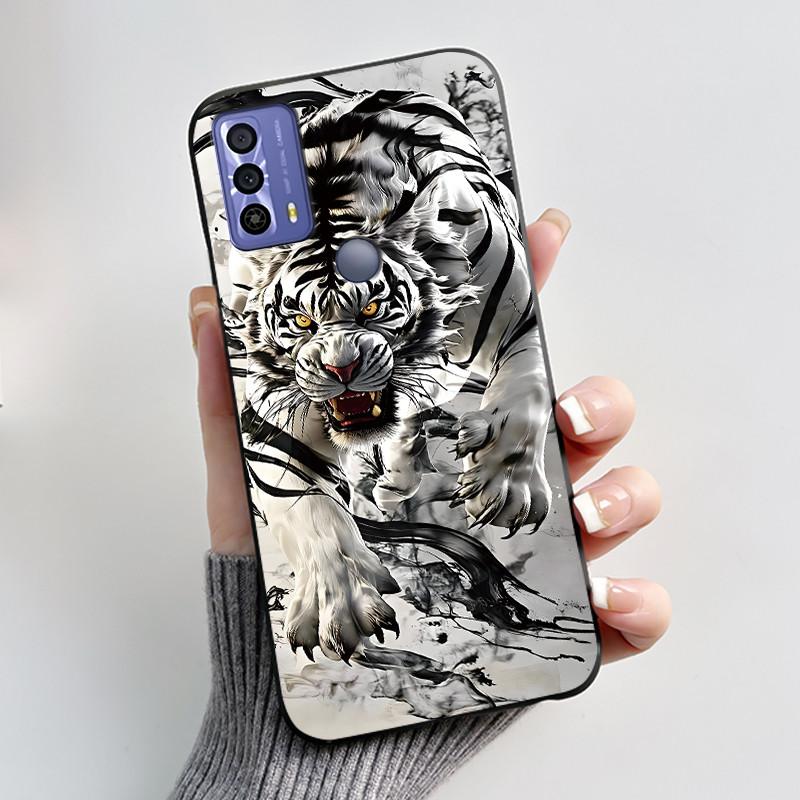 New Design Case For TCL 20B (6159K) Fashionable Black Love Pattern Shockproof Protective Cover Soft Silicone Black Case