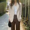 Women Casual Linen Cotton Unlined Blazer Suit Spring Summer Thin Cardigan Outwear