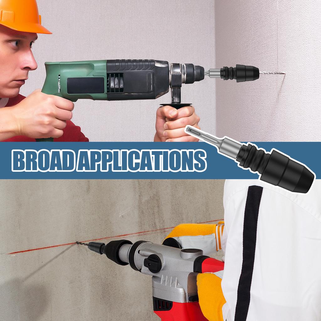 SDS-Plus to SDS-Max Adapter Alloy Rotary Hammers Drill Chuck Adapter Steel 1/4 Inches Drill Quick Change Converter for Building