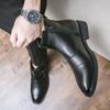 Зимние новые роскошные брендовые мужские ботинки черные ботинки челси мужские деловые кожаные ботинки на толстой подошве с острым носком дизайнерская мужская обувь