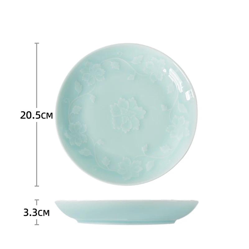 Креативная рельефная керамическая тарелка с цветами, высококлассные обеденные тарелки в китайском стиле, тарелка для вкусных блюд, тарелка для салата, изысканная домашняя посуда