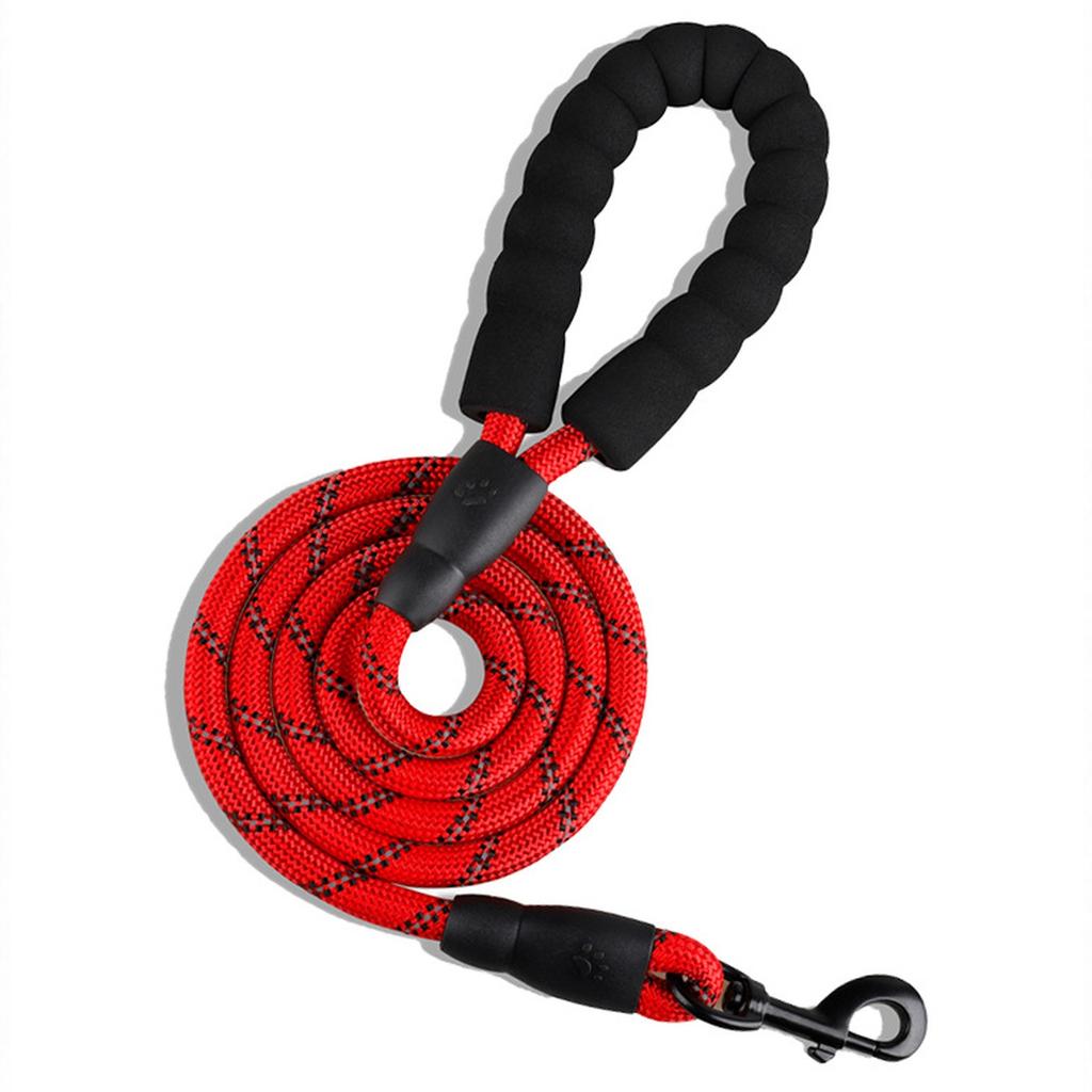 Светоотражающий поводок для собак с удобной мягкой ручкой — двойная прочная тяговая веревка для сильных собак — повышение безопасности и контроля