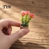 Decorative Plastic Plants Mini Artificial with Vase, Small Fake in Handwoven Seagrass Flowers Baskets, Realistic Faux Floral Arrangement for