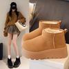 Thick-soled Snow Boots Women's 2025 Autumn and Winter Fur Integrated Short Tube High-soled Warm Waterproof Cotton Shoes