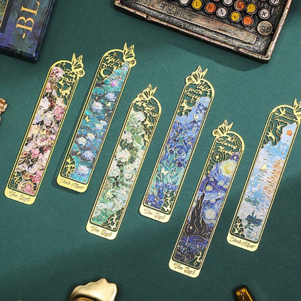 Oil Painting Metal Bookmark Metal Pagination Mark Multifunctional Reading Book Clip  Gifts