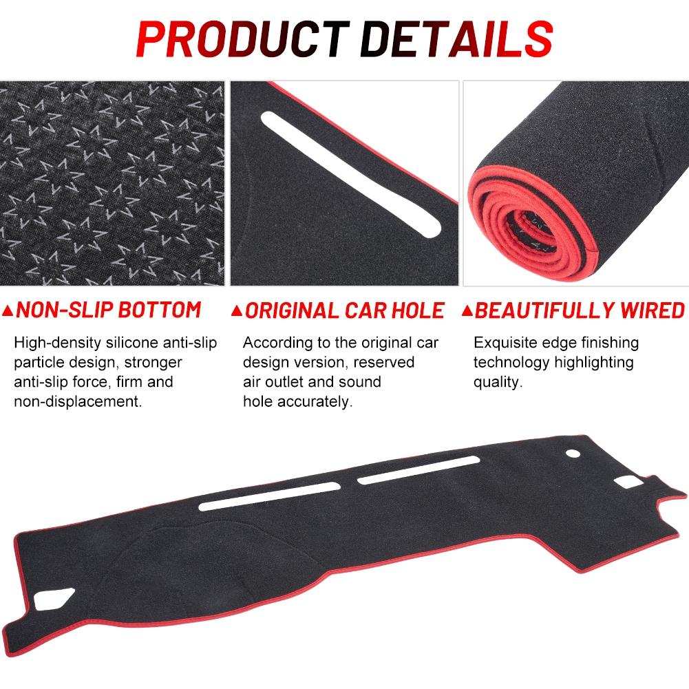 Anti Slips Dash Mat Fit For Toyota Tacoma 2016-2021 Left Hand Drive Felt Fabric Dashmat Dashboard Cover Red Trim