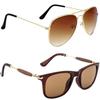 Dervin Aviator and Rectangular Men's and Women's Sunglasses Combo (Brown) - Pack of 2