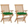 Day and Night - Day and Night Garden Chairs 2 Pcs Solid Teak Wood with Green Cushions