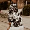 Женская мода с длинным рукавом на молнии с принтом повседневная короткая куртка пальто