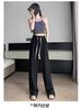 Summer 2024 Women's High Waist Versatile Wide-Leg Suit Pants with Drawstring, Size 145 Slimming