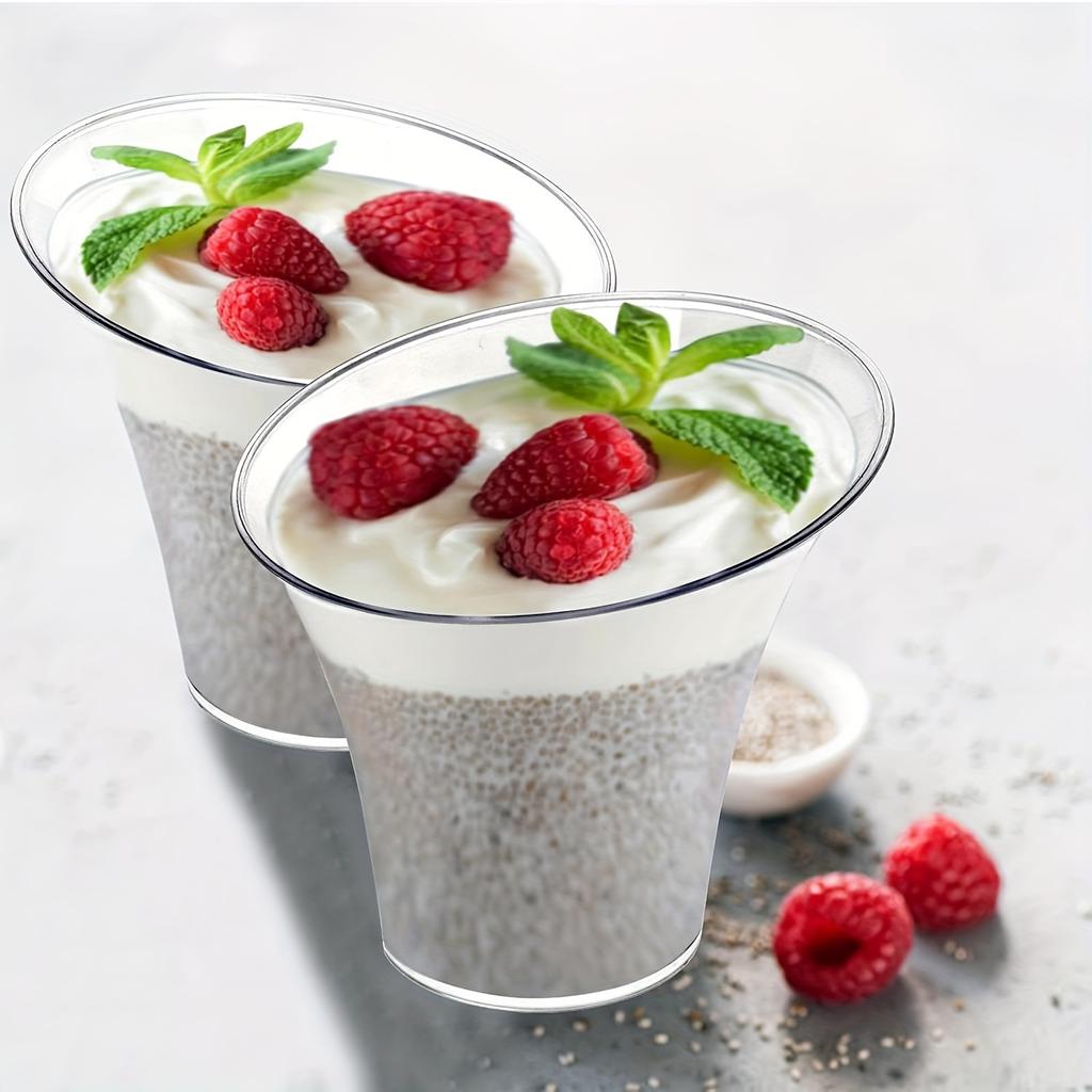 20 шт. наклонных круглых стаканчиков для десерта, прозрачные пластиковые стаканчики для десерта с 20 пластиковыми ложками, наклонные цилиндрические одноразовые стаканчики для вечеринок, свадеб и т. д.