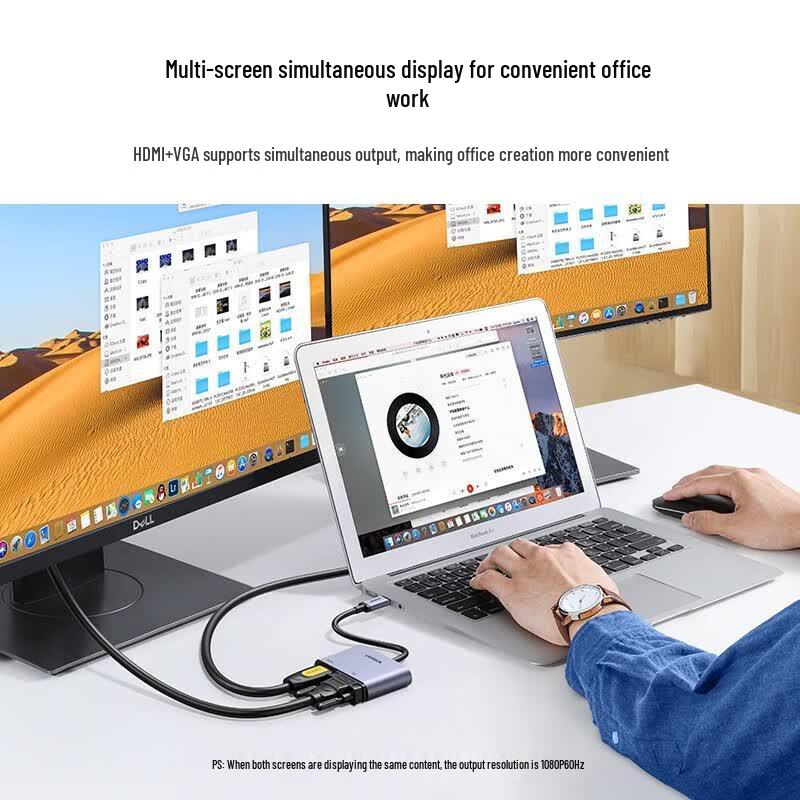 Ugreen Адаптер USB-C на HDMI+VGA для двух дисплеев