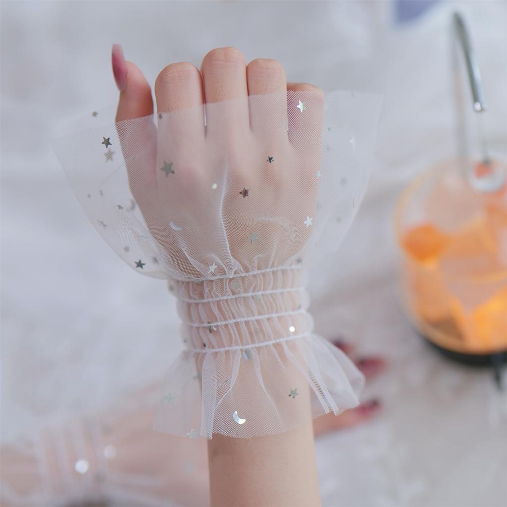 Star Glitters Mesh Arm Sleeves For Nail Photography Studio Breathable Shining Cuff Sleeves Armwear Fashion Accessories