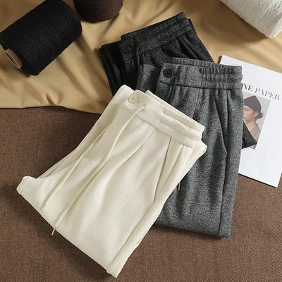 DIMANAF 2025 Осень Зима Женские Брюки Большого Размера Женские Длинные Брюки Оверсайз Свободные Повседневные Штаны Плотная Шерсть