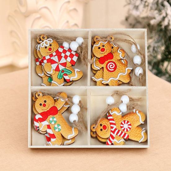 12 шт. рождественский пряничный знак из дерева рождественский имбирный человечек подвесное украшение рождественская елка подвеска для праздничного домашнего декора