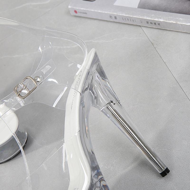 Sexy Platform Heels Women Transparent PVC Sandals 14cm Stiletto Heeled Party Nightclub Wedding Ladies Shoes