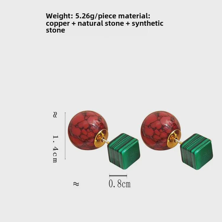 Элегантные контрастные серьги в стиле ретро с натуральным камнем — двусторонний стиль, легкая роскошь в европейском и американском стиле