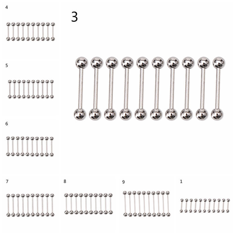 10 шт. нержавеющая сталь шарик язык пупок сосок штанга кольца стержни пирсинг тела