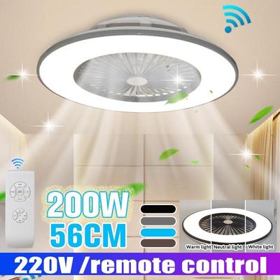 Потолочный вентилятор LED 220 В 56 см 3 скорости ветра WIFI Интеллектуальный с регулируемой яркостью Потолочный вентилятор с пультом дистанционного управления и регулируемым светом