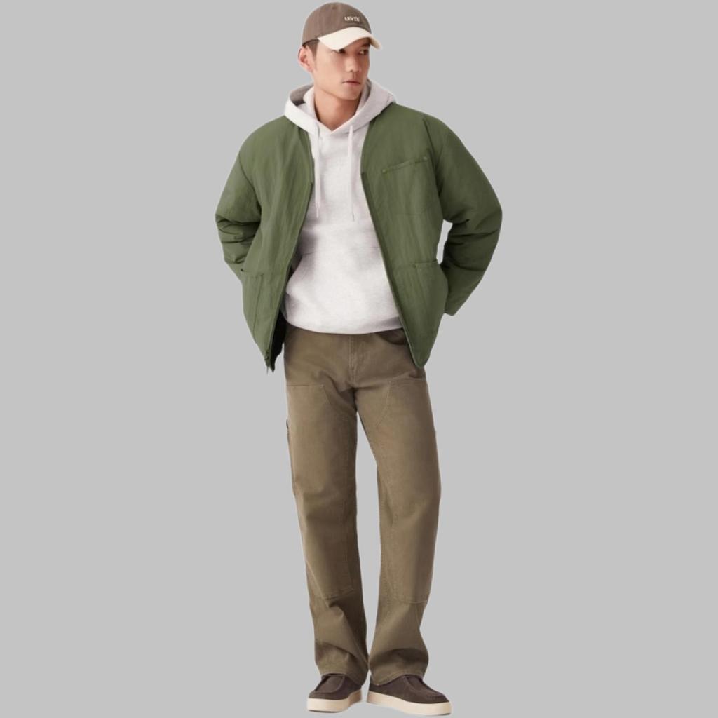 Куртка Levis Loose из искусственной овчины, двусторонняя, с длинным рукавом, мужская, куртки, зеленый, 002PX-0001