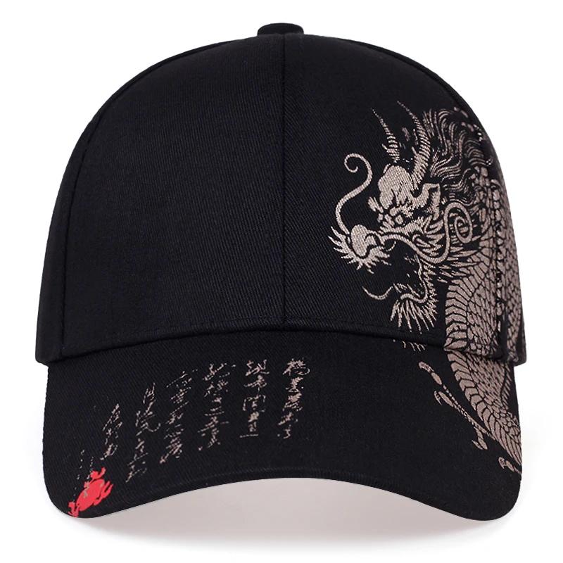 Summer Sunscreen Chinese Style Dragon Print Baseball Cap Fashion Casual Cotton Rapper Hip Hop Caps Trucker Hat Golf Hats