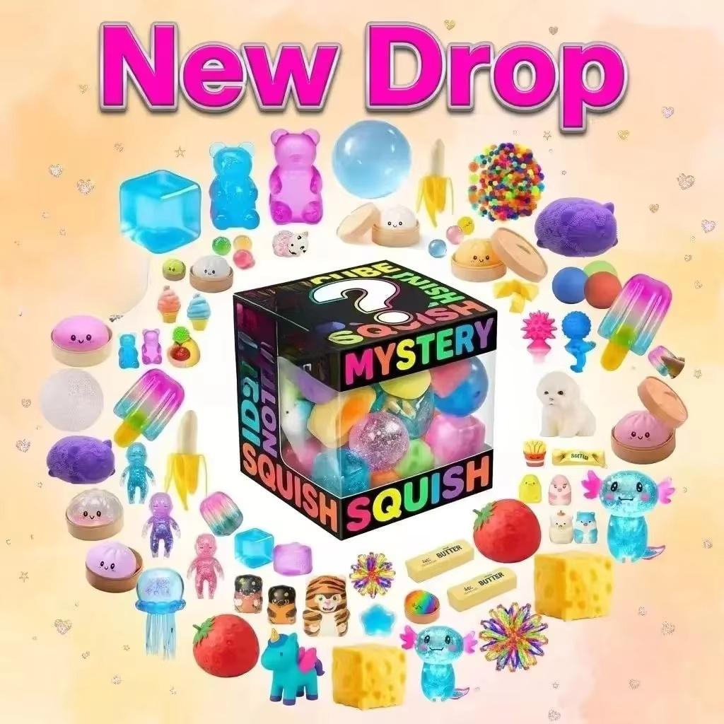 Needoh Коробка-сюрприз - Игрушки-сквиши с медленным подъемом, Игрушки-пищалки в форме мороженого и торта, Сенсорные игрушки-антистресс для СДВГ,