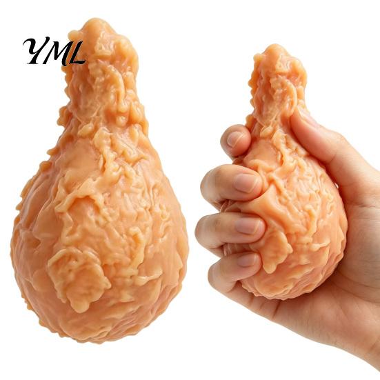 Stress Reducing Hand Toy Fried Chicken Leg Squeeze Toy, Relief Drumstick Sensory Fake Slow Rising Food Desk Fidget for Basket Stuffers, Party