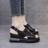 Summer Wedge Shoes for Women Sandals Solid Color Open Toe High Heels Casual Ladies Buckle Strap Fashion Female Sandalias