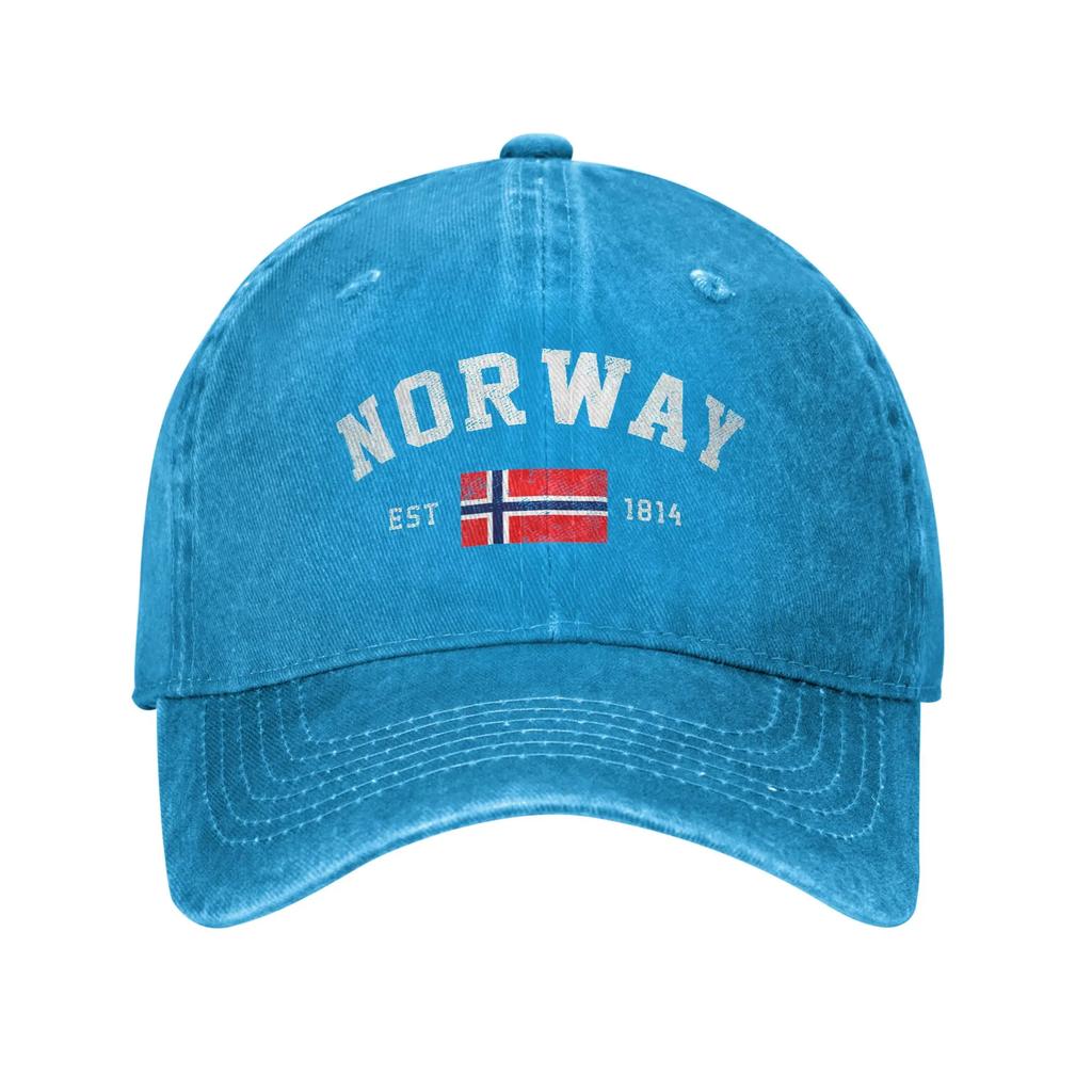 Vintage Norway Est. 1814 Norwegian Flag Baseball Cap for Men Women Distressed Denim Headwear Outdoor Summer Hats Cap