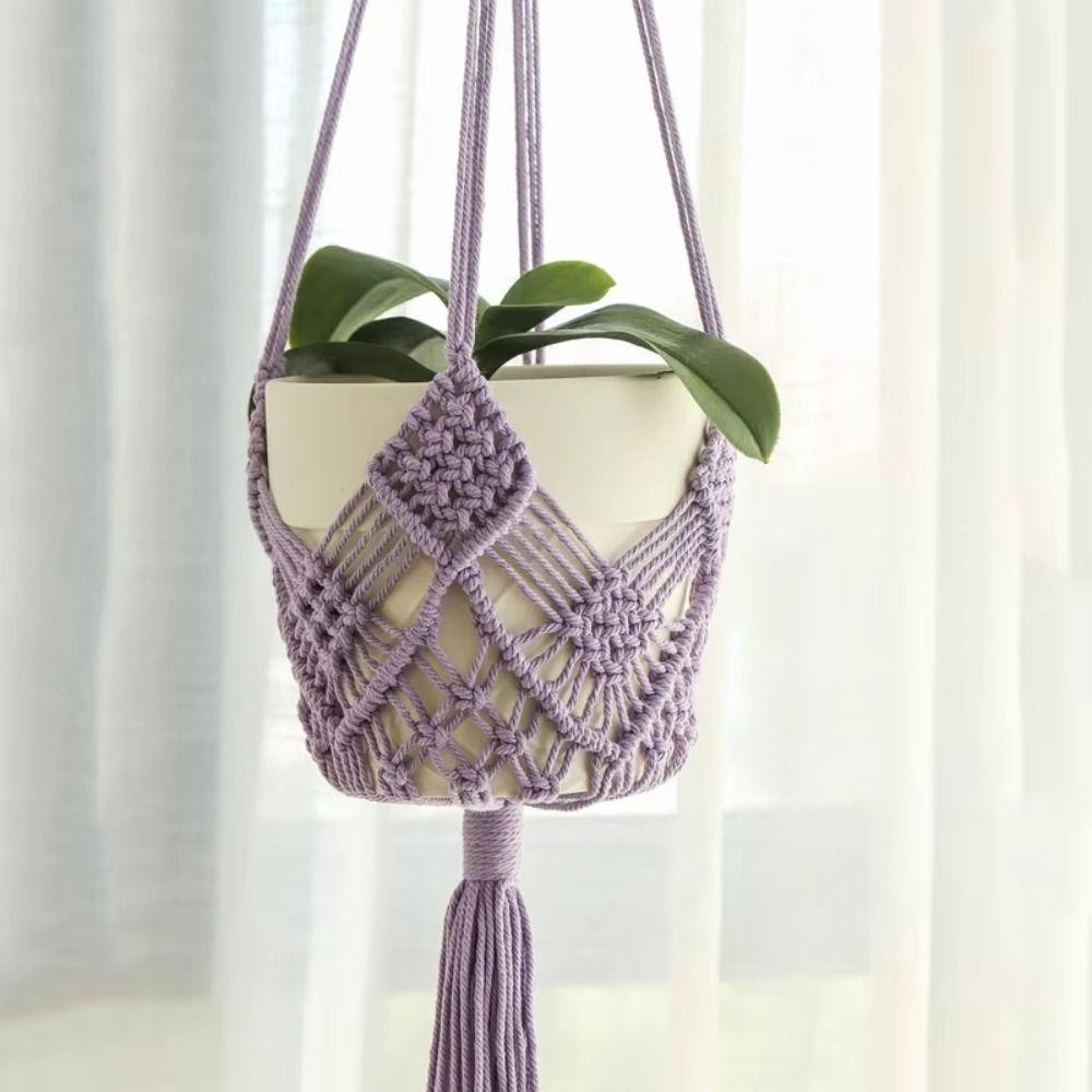 Boho Plant Hanger Cotton Rope Woven Flower Pot for Indoor Outdoor Hanging Succulents