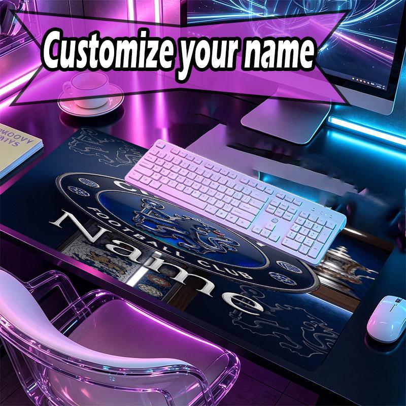 Custom Name Personalized Chelsea Football Club Pattern Mousepad, Laptop PC Desk Mat, Decorative Desk Mat for Home Keyboard Pad Gift