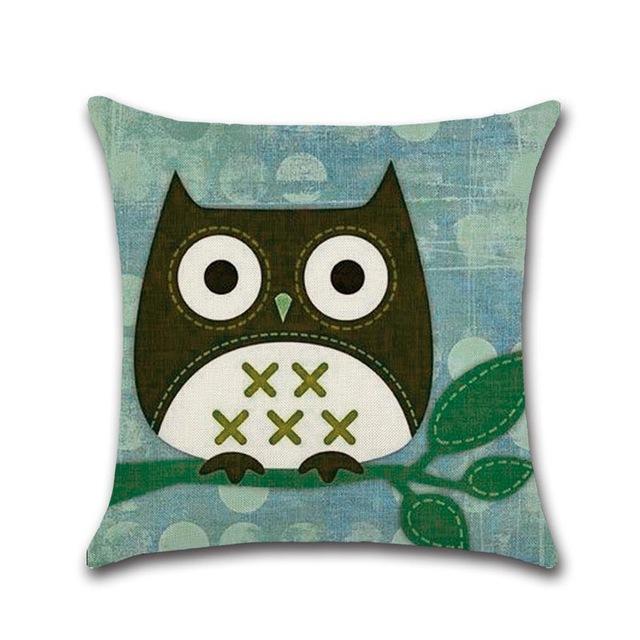 Cute Cartoon Owl Pattern Cushion Cover Owl Cotton Linen Decorative Pillowcase Pillow Case For Sofa Car Home Accessories Almohada