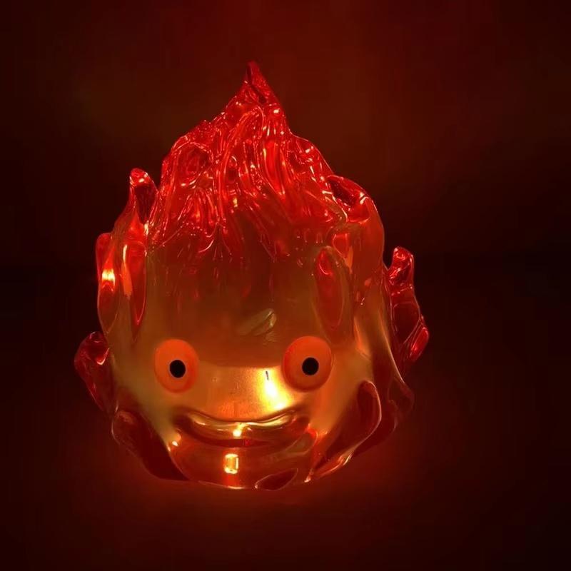 Огненный Кальцифер Пятицветная Светящаяся Аниме Фигурка Огненный Демон Модель Миядзаки Украшение Коллекционная Кукла Игрушка Рождественский Подарок