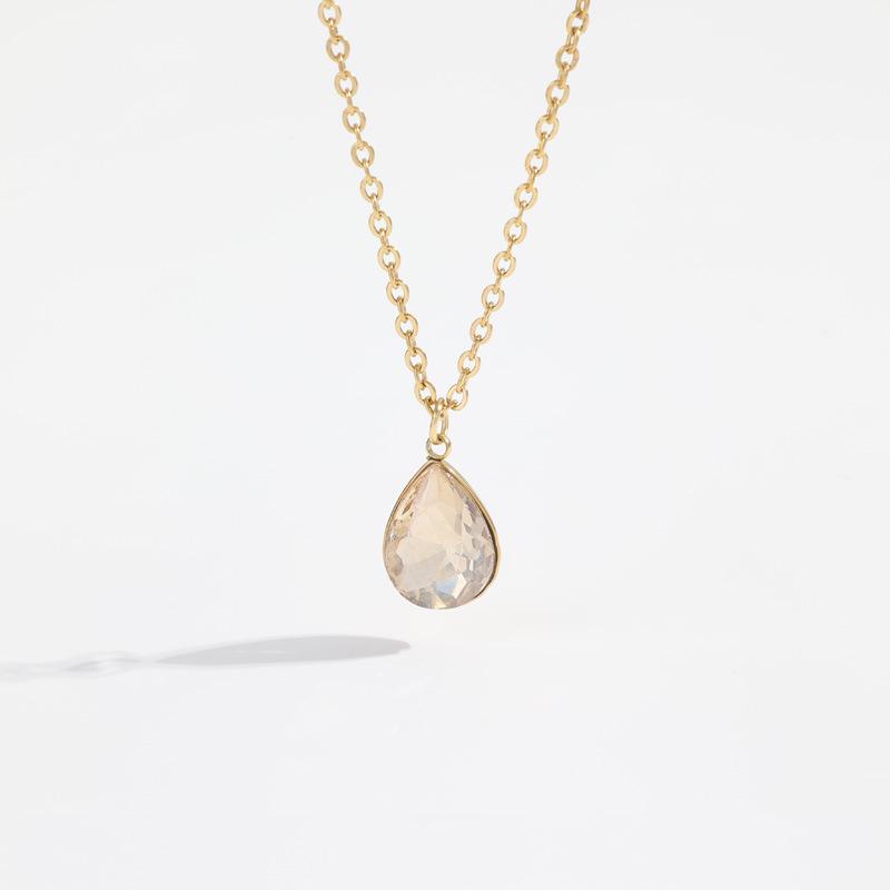 SongYi Women's Water Drop Colorful Zircon Pendant 12-Month Birthstone 18K Gold Plated Stainless Steel Necklace Gifts