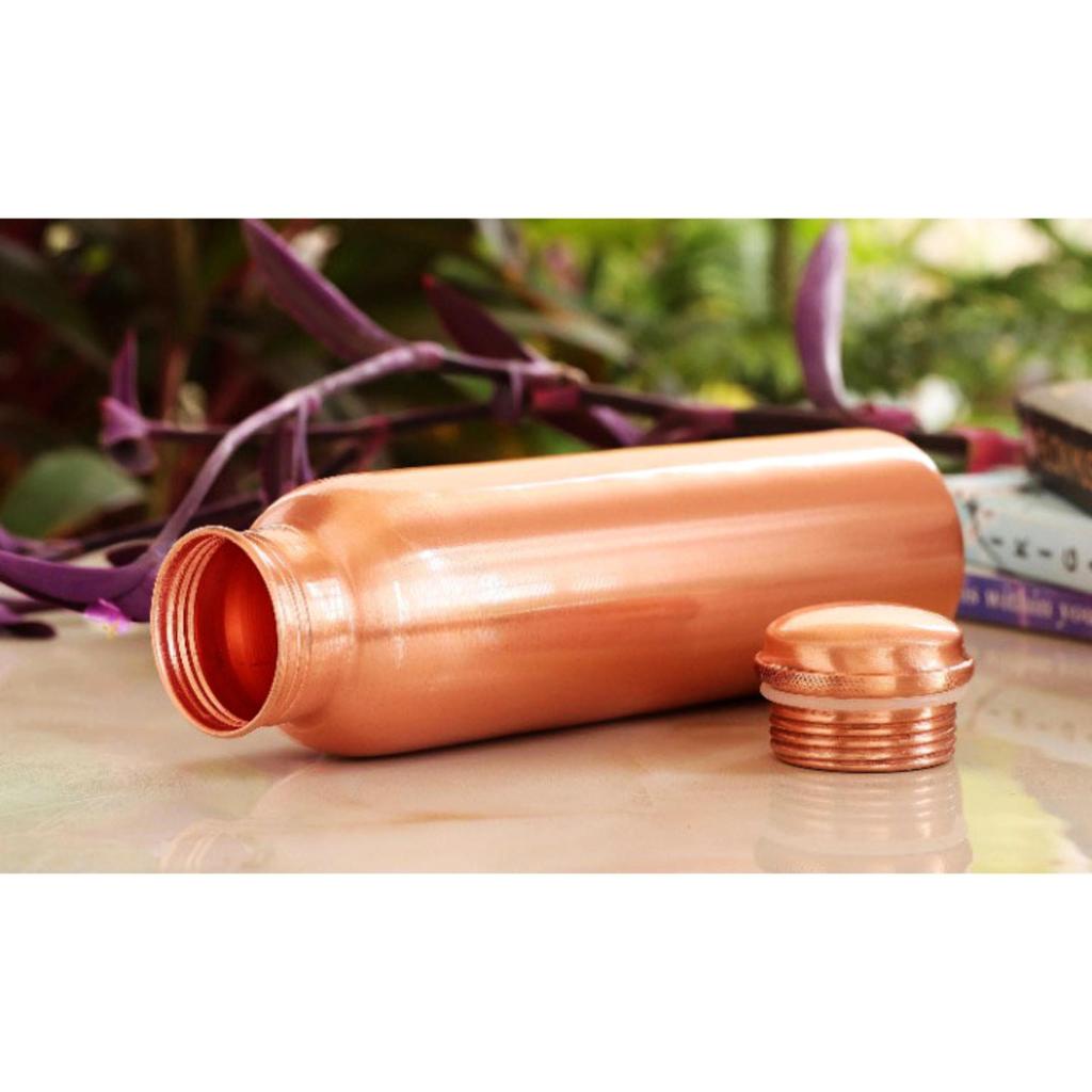 Pure Copper Matt Finish Laquer Coated Water Bottle, Health Benefits, Drinkware, 900 ML