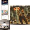 Adorable 2025 Cosmic Cat Wall Calendar With 12 Months Spiral Binding For Home Dcor