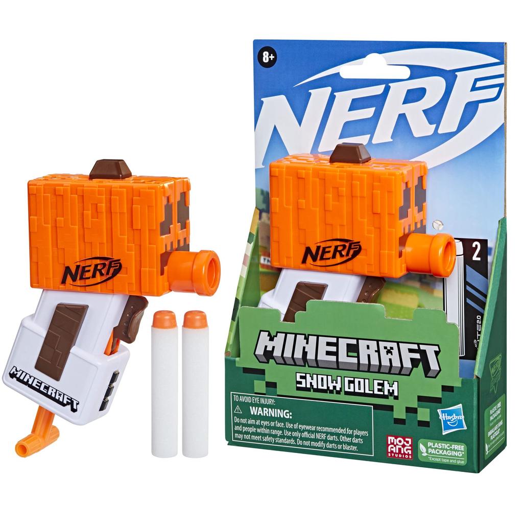 Hasbro Nerf Microshot Minecraft Snow Golem Mini Minecraft Snow Golem Mob 2 Official Nerf Elite Includes Priming Handle F6132 Genuine Product Blaster,