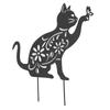 Статуэтка Черного Кота Милый Черный Кот Яркий Внешний Вид Полый Дизайн Прочный Металл Декор Черного Кота для Дома Сада Заднего Двора