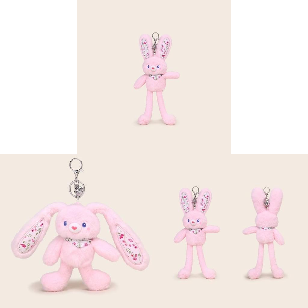 Printed Floral Bunny Plush Keychain Toy Pendant Cartoon Stuffed Doll Kids Gift