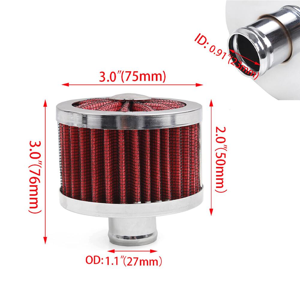 2pcs Red Universal 23mm Car Push In High Flow Vent Valve Cover Breather Filter