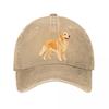 Elegant Golden Retriever Paper Cut P  New Vintage Washed Cotton Baseball Cap Sun Hats