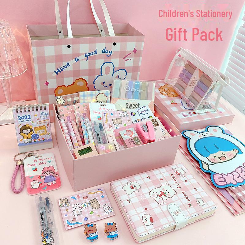 Набор канцелярских принадлежностей «Назад в школу» для учеников начальной школы — подарочный набор для девочек