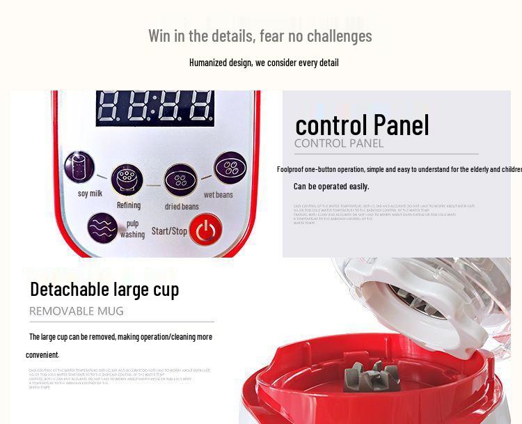 Compact Automatic Tofu & Soy Milk Maker, Rice Noodle, Douhua, and Rice Paper Grinder