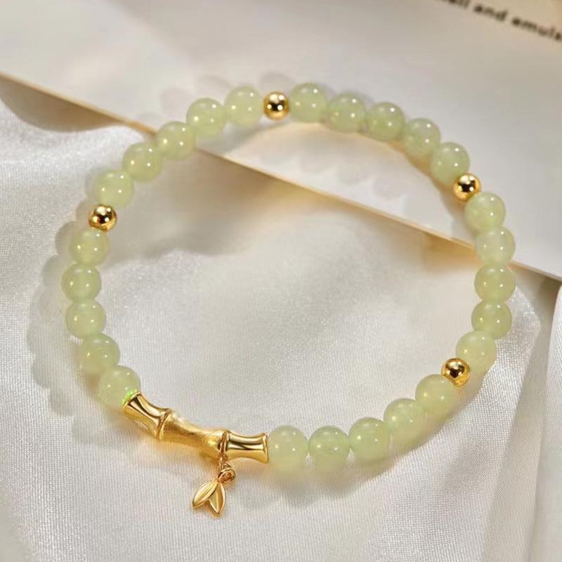 Natural Hetian Jade Bamboo Bracelet - Ancient Style Summer Design