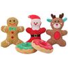 Pet Plush Toys Santa Claus Gingerbread Man Bear Plush Squeak Toys for Cats Dogs Cute Bite-Resistant Cartoon Cotton Toy for Puppy