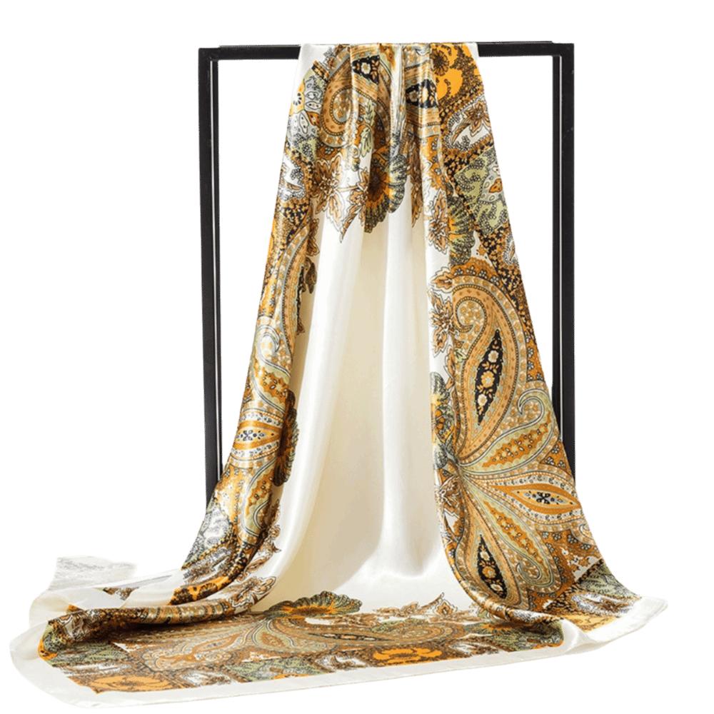 Floral Print Satin Scarf Hijab Soft Head Scarf Elegant Square Silk Scarf Women