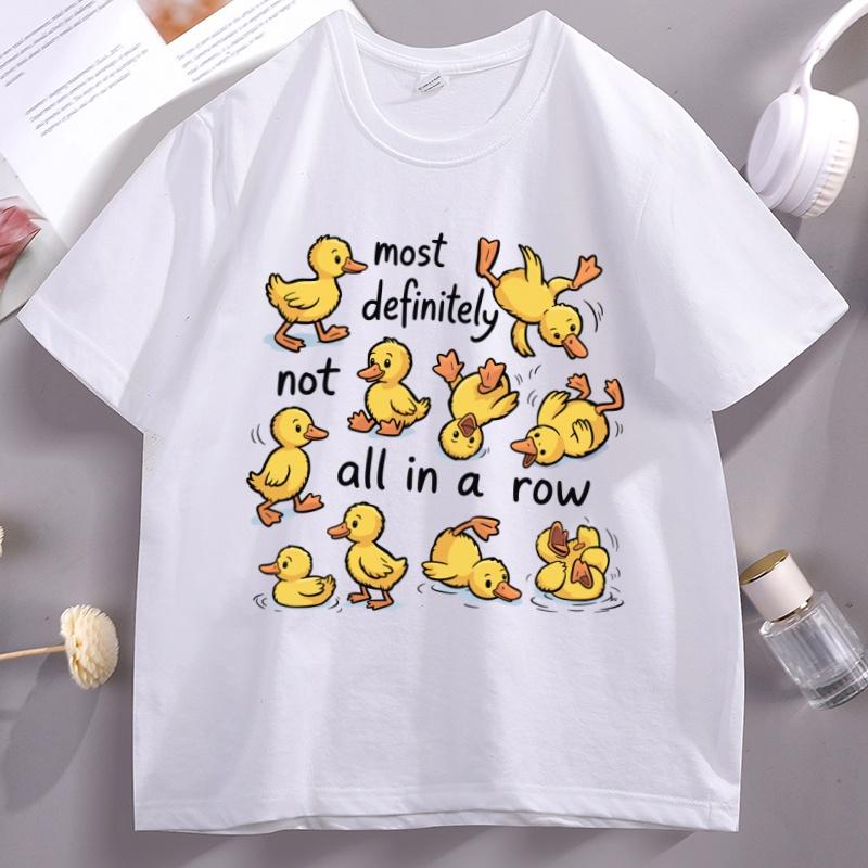 Funny Ducks Not All in A Row Graphic T Shirts Mental Health Cute Duck T Shirt Animal Trendy Short Sleeve Round Neck Tshirts Tops