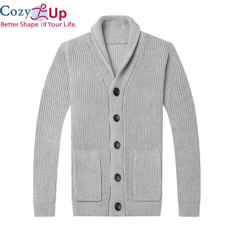 Cozy Up Мужской кардиган с длинными рукавами и воротником из овечьей шерсти