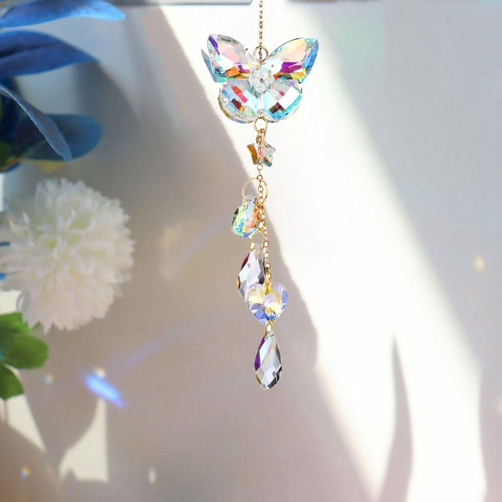 Light-catching Butterfly Prism Pendant Handmade DIY Dragonfly Crystal Wind Chime Unique Window Hanging Suncatchers Garden